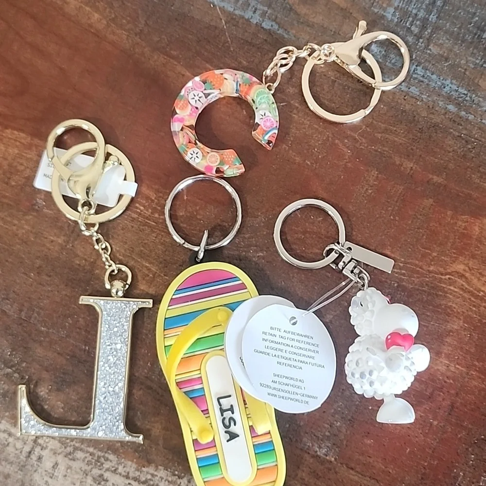 Purse Charm Bag Keychain Lot 4 Flipflop Letter L C Lamb Sheep World